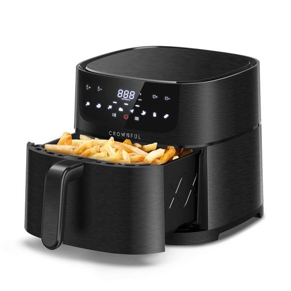 CROWNFUL Friggitrice ad Aria da 7 Quarti, Pentola Elettrica Senza Olio con 8 Funzioni di Cottura, Touch Screen Digitale LCD, Controllo della Temperatura, Funzione Promemoria Shake, 1500 W, UL