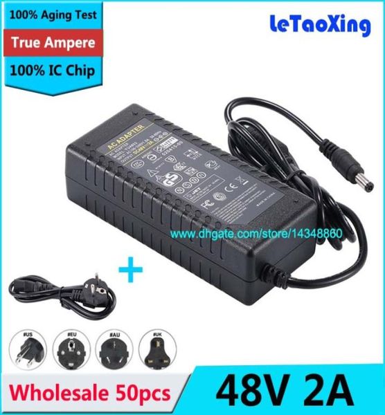 50 stücke AC DC Adapter 48 V 2A Netzteil 96 W mit Kabel Für 5050 3528 LED Streifen licht LED Display LCD Monitor Mit IC Chip9129115