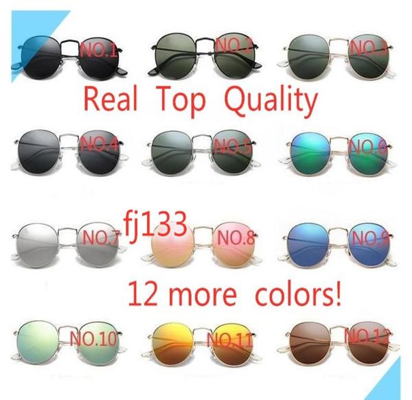 Herren-Sonnenbrille, Ray-Designer-Sonnenbrille, modische, runde Metall-Sonnenbrille, Markenfrau, blaue verspiegelte Brillengläser mit Lederetui 34768365