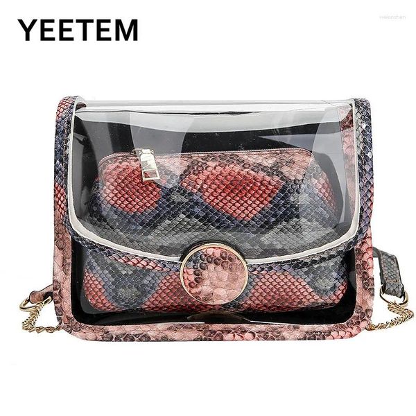 Umhängetaschen Jelly Bag Trend Kleine Damen PVC Transparent Schlangenleder Muster One-Shoulder-Crossbody-Composite