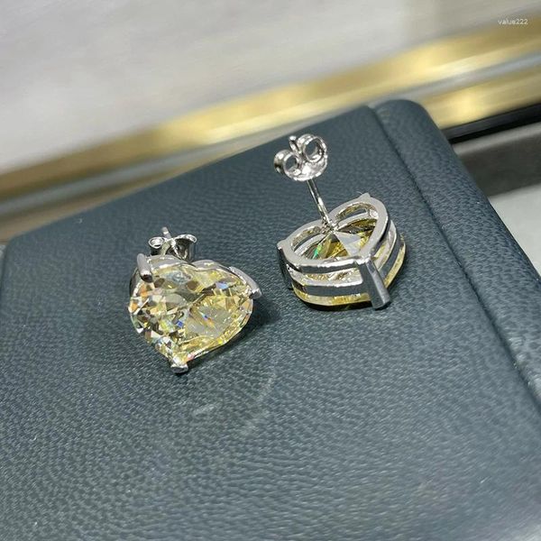 Серьги-гвоздики из чистого серебра 925 пробы, высококачественные брендовые ювелирные изделия, женские милые желтые кристаллы с любовью, повседневные аксессуары
