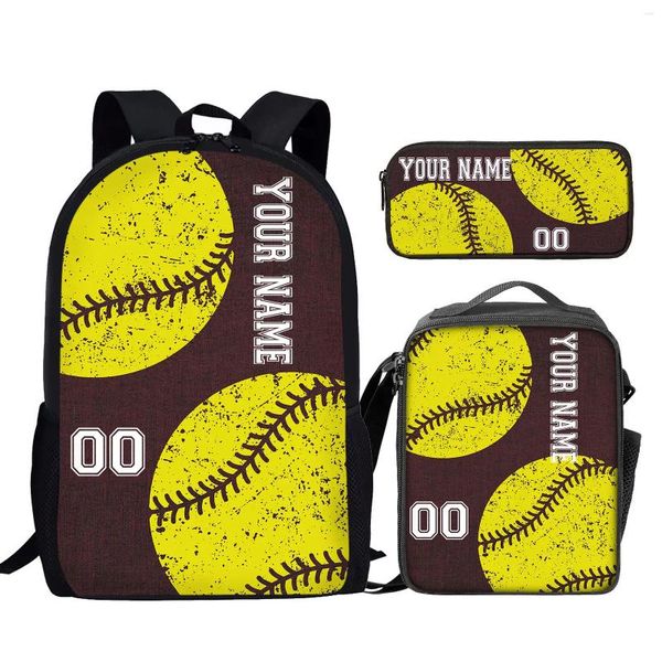 Schultaschen YIKELUO Brown Baseball Hobby/Love Print Outdoor-Reiserucksack DIY Teenager Notebook Gaming Bag Casual Mochilas Geschenke