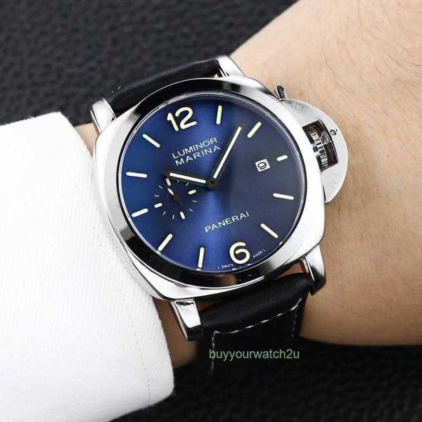 Luxusuhren für Herren mechanische Uhr Panerrais 44 mm blaue Platte Herrenuhr Marke Italien Sport Armbanduhren ru