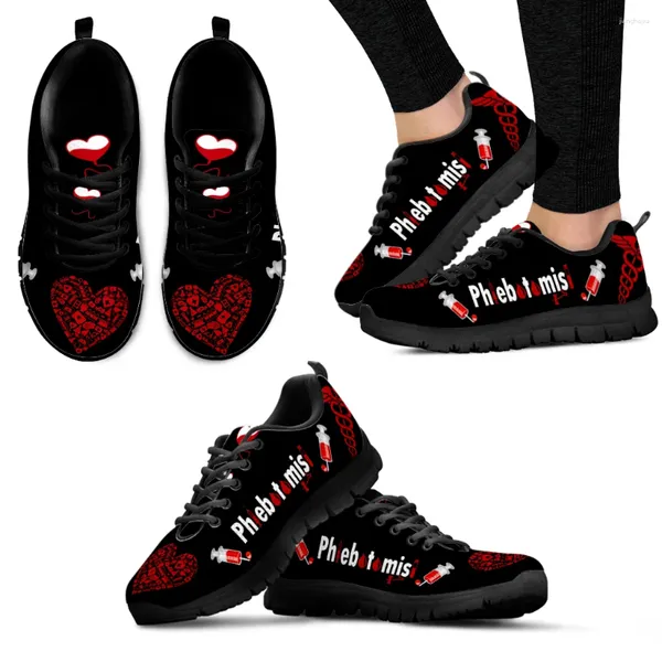 Scarpe casual INSTANTARTS Phlebotomisi Needle Print Nero Lace Up Comode Sneakrs Zapatos Plons