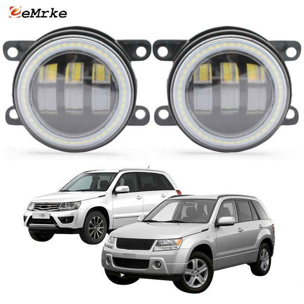 EEMRKE Conjunto de luz de nevoeiro LED 30W / 40W para Suzuki Grand Vitara III JT TE TD Escudo 2005-2015 com lente transparente Angel Eyes DRL Luzes diurnas 12V Acessórios para carro