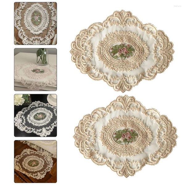 Toalha de mesa 2 peças toalha de mesa vintage poeira crochê retrô decoração de casa decorativa doilies de renda decorar artesanal