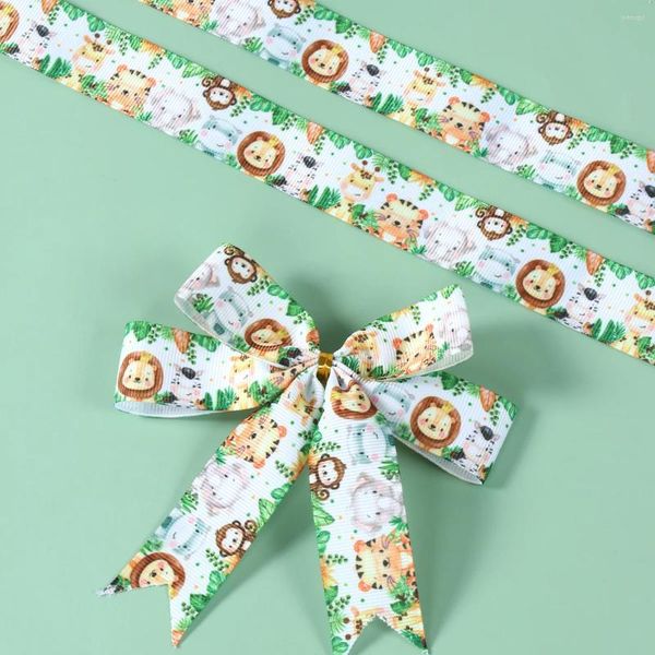 Decorazione per feste Nastro a tema animali della giungla Safari Compleanno Baby Shower Stampa carina per confezioni regalo Artigianato fai-da-te