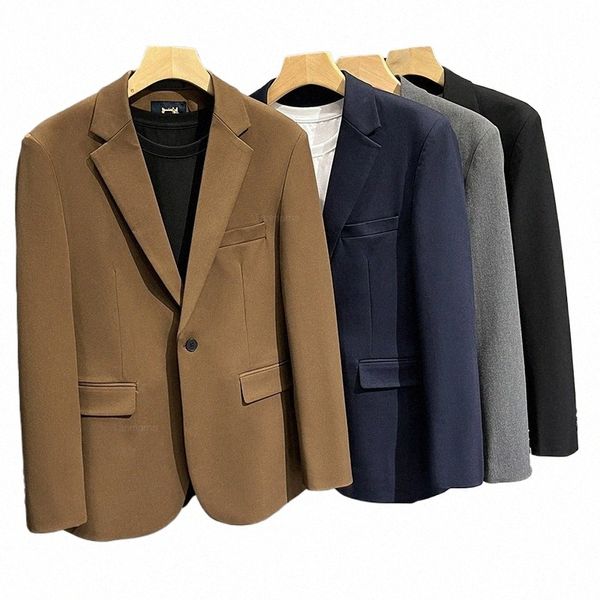 Herbst Neue Männer Dicke Drape Blazer Mantel Busin Party Casual FI Koreanische No-IR Anzug Jacke Schwarz Grau Blau braun r4gq #