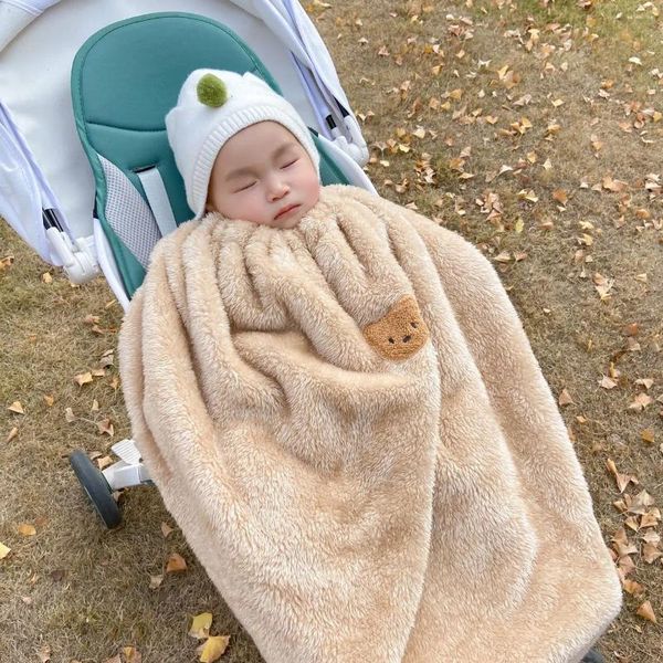 Decken Baby Kinderwagen Decke warmes Fleece Winterbett Cartoon Bettwäsche Nickerchen Babys Zubehör Geborene Säuglingszüge