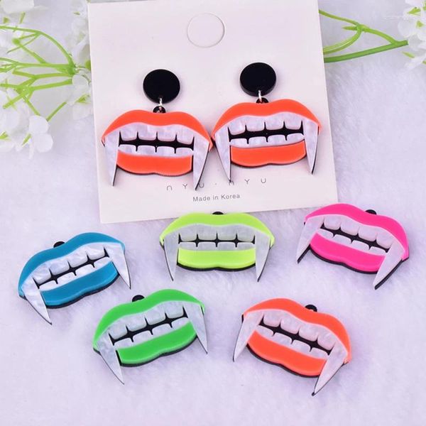 Encantos 10pcs 40x30mm Halloween boca assustador presas acrílico para brinco chaveiro colar diy fazendo