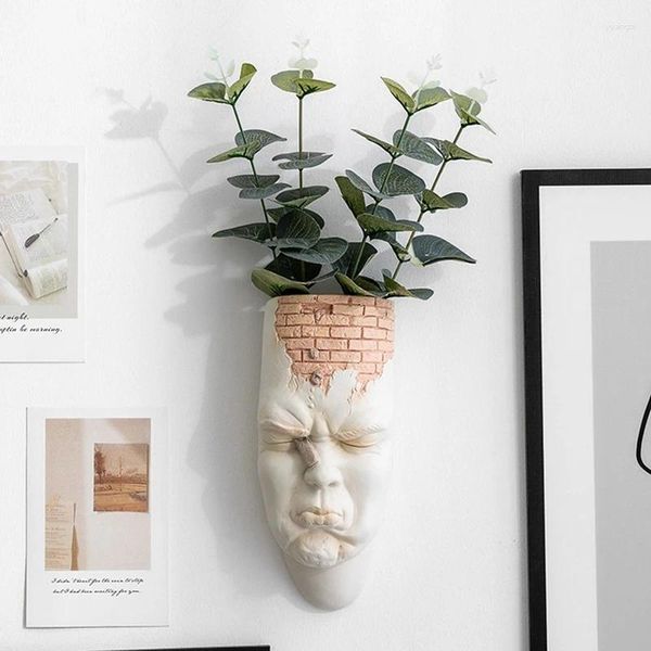 Vasen Nordic Abstrakte Menschliches Gesicht Wand Vase Horror Hängenden Blumentopf Porträt Pflanzer Home Decor-C Langlebig