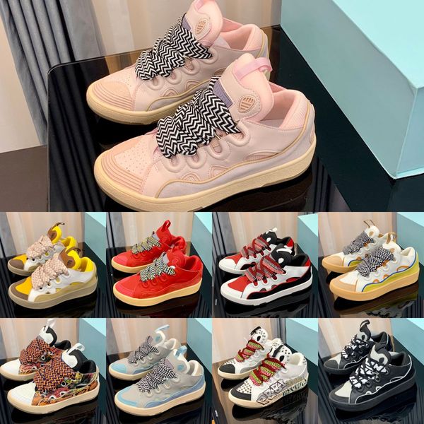 2024 Designer Lanvine Shoes Pelle Curb Sneakers Scarpe casual di lusso Uomo Donna Straordinaria Emed Mens Scarpe da ginnastica Pelle di vitello Nappa Suola con plateau Sneaker