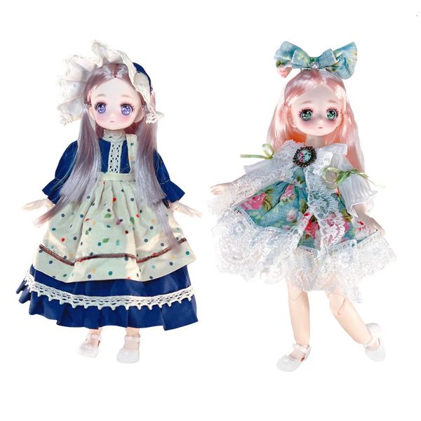 Pretty Anime 16 bambole Bjd Byte per bambine da 6 a 10 anni bambola con faccia comica snodata 30 cm con abiti vestiti vestire ragazza 240313