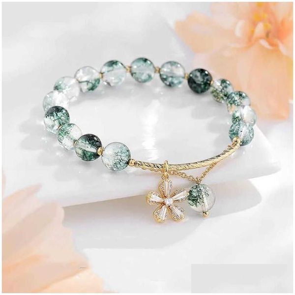 Charme Pulseiras Coreano Exquisite Cherry Blossoms Pulseira para Mulheres Cristal Flor Frisada Ajustável Handmade Girl Party Trendy Jewell Otddx