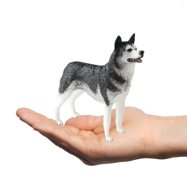 Decorações de jardim figura husky realista cão brinquedos estatuetas animais pequeno para páscoa tema festa aniversário presente crianças