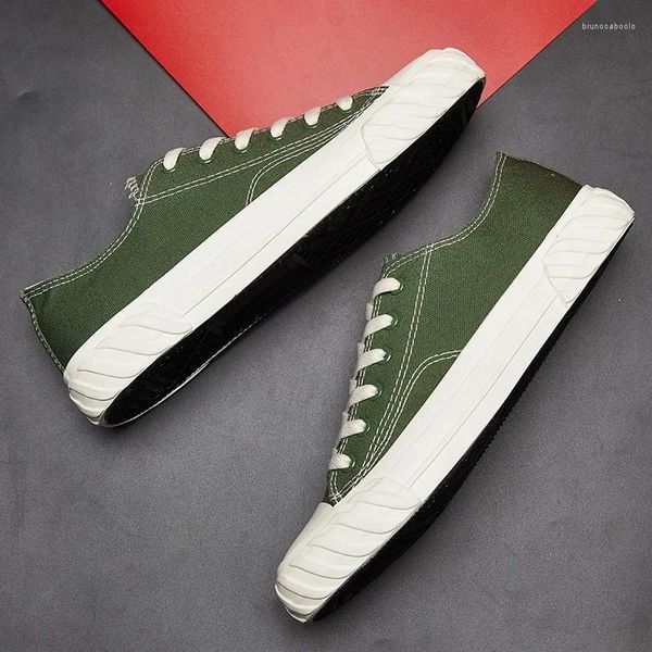 Sapatos de caminhada homem casual baixo superior rendas até moda vulcanizar lona escola meninos adolescente cor verde masculino footwera