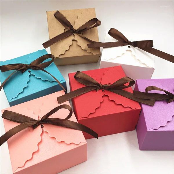 Подарочная упаковка 20 шт./лот, различные конфеты, цвет, размер, коробка из крафт-бумаги для помолвки, сувенир, еда, печенье, ювелирные изделия, коробки с лентой