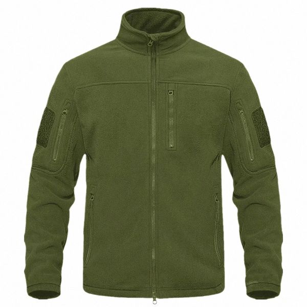 2024 Full Zippper Warm Fleece Tactical Jackets Men's Winter Thermal Turtleneck Jacket Casacos de trabalho ao ar livre Bolsos Safari Jacket H5GV #