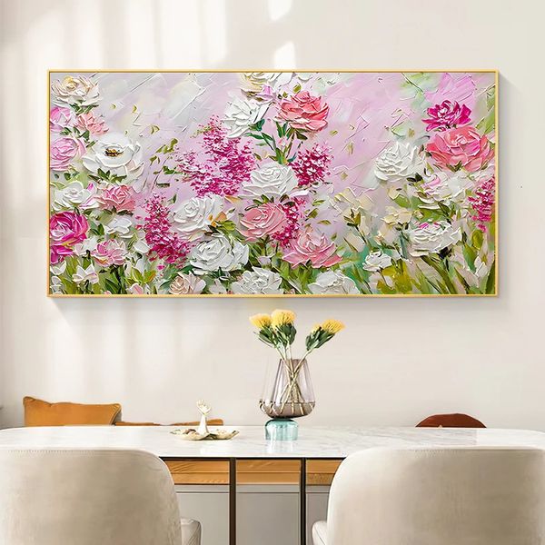 Grande arte della parete 100% dipinto a mano a olio su tela Astratta moderna Fiori Immagine Dipinti Soggiorno Decorazione della casa 240318