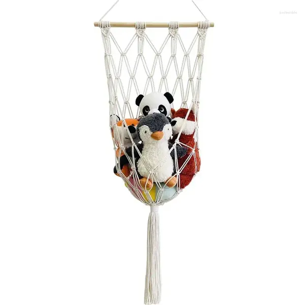 Arazzi Peluche Rete Boho Portaoggetti da parete per giocattoli Traspirante Bohemian Hang Organizer Camera da letto Sala giochi Asilo nido