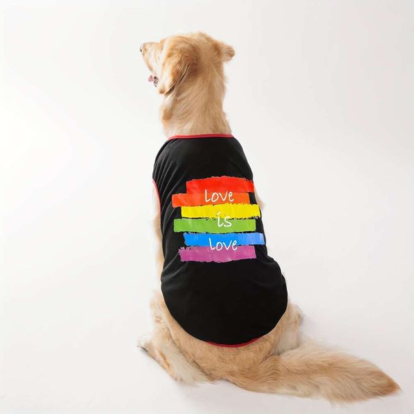 1pc bonito arco-íris bandeira gráfico pet colete respirável para cães e gatos roupas de festa de verão