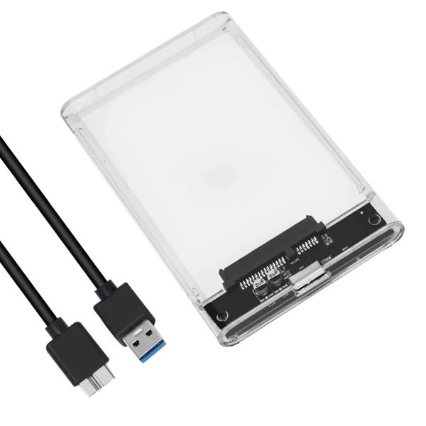 Transparentes, werkzeugloses 2,5-Zoll-USB 3.0-5-Gbit/s-zu-SATA-III-Externes Festplattengehäuse, SSD-Gehäuse, unterstützt UASP