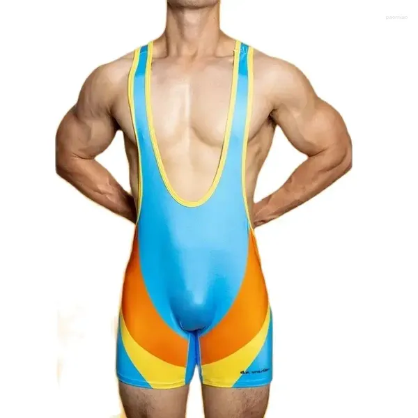 Shapers do corpo dos homens faja para homens camisa de compressão de fitness retalhos roupa interior wrestling singlet camisas interiores esporte terno espartilho