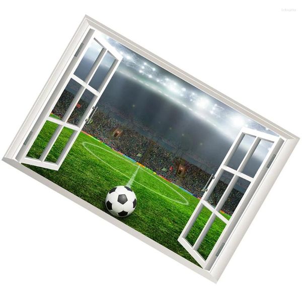 Tapeten Fußball-Wand-Dekor, gefälschte Fensterszene, Sport, Stadion, Fußball für Schlafzimmer, Wohnzimmer