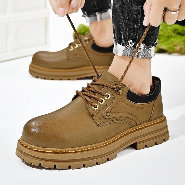 Casual Schuhe Outdoor Britischen Stil Runde Kappe Leder Schuh Männer Oxfords Business Formale Büro Arbeit Turnschuhe