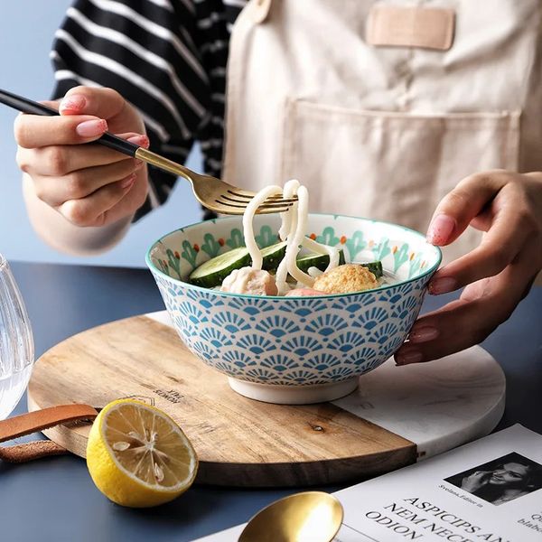 Yeni 2024 1pcs 6 inç Japon sofra takımı seramik ev restoranı pirinç kase şehriye kase ramen çorba kase