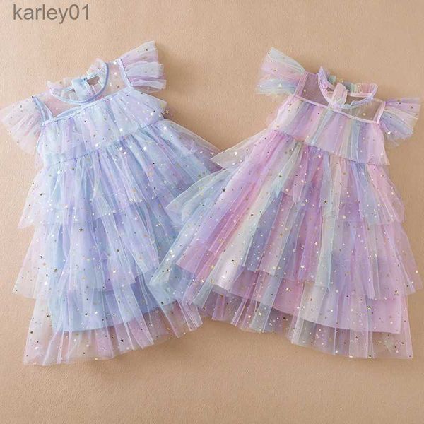 Kız elbiseler küçük kızlar pulluk kıyafetleri yaz gündelik elbise 3-8yrs sevimli bebek doğum günü vestidos örgü düğün prenses elbiseler çocuklar için yq240327
