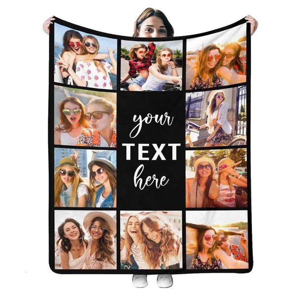 Personalizado melhores amigos mulheres personalizado com fotos texto colagens de imagens personalizadas cobertor para família adulto crianças casal aniversário natal