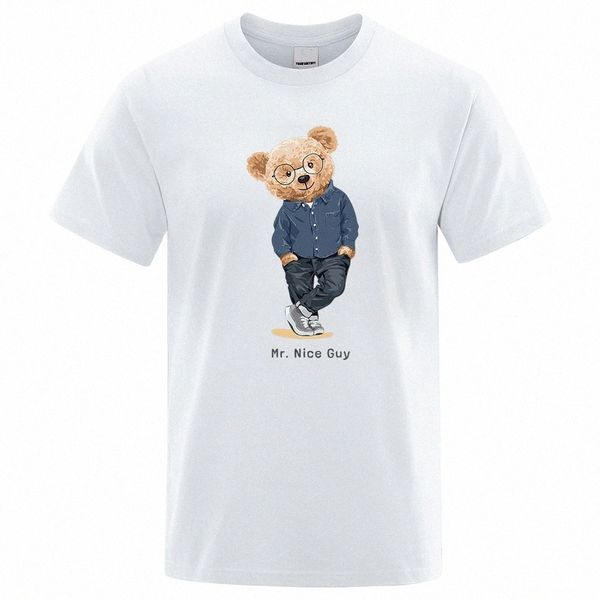 gentiluomo Mr. Teddy Bear Nice Guy Stampe da uomo manica corta Street Cott T-shirt larghi abiti oversize casual traspirante Tees t0CU #