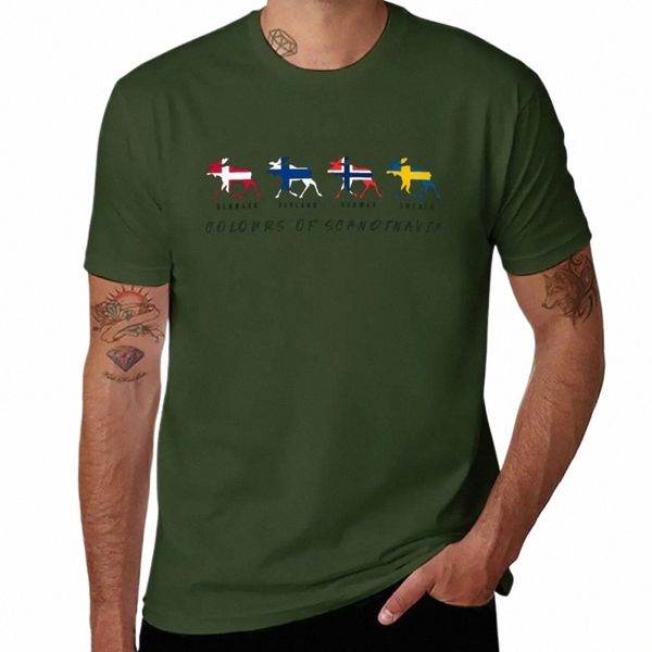 nuove bandiere della scandinavia Danimarca, Finlandia Norvegia Svezia Elk Moose T-shirt estiva top magliette da uomo pack a0js #