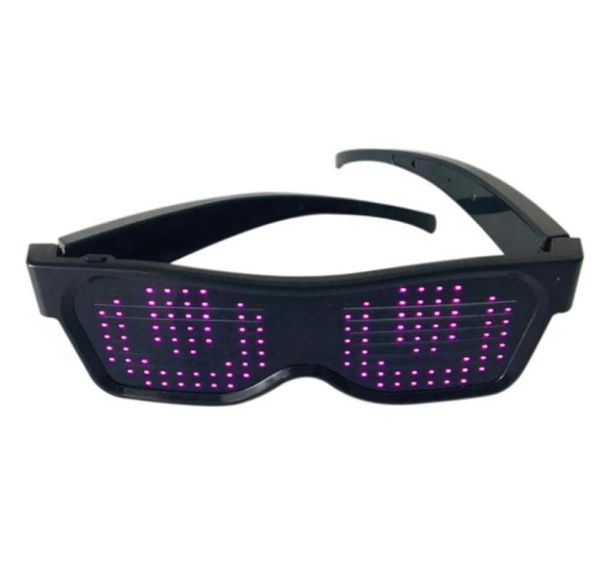 Óculos de sol Bluetooth LED Óculos 200 bicos de lâmpada Suporte de controle de aplicativo de telefone móvel DIY padrão de textoSunglasses1043450