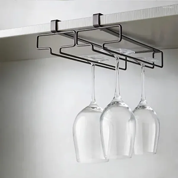 Küche Lagerung Tragbare Rack Eisen Wein Glas Hängen Bar Kleiderbügel Regal Edelstahl Ständer Rollen Halter