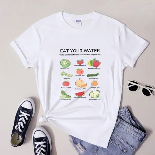 T-shirt da donna Mangia la tua acqua T-shirt Divertente regalo di verdure Tshirt Camiseta Cute Women Vegetarian Grunge Graphic Tee Shirt Top 5XL