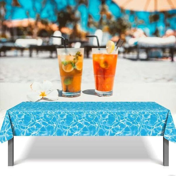 Toalha de mesa azul onda do mar toalha de mesa capa de plástico de alta qualidade para festa no oceano piscina à beira-mar