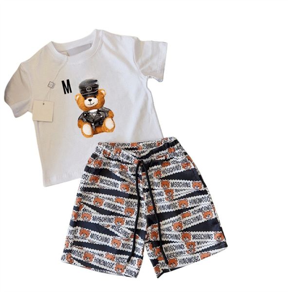 Conjuntos de roupas infantis de verão garotas meninas letra de manga curta de manga curta Duas peças da marca de designer infantil roupas 100cm-150cm H03