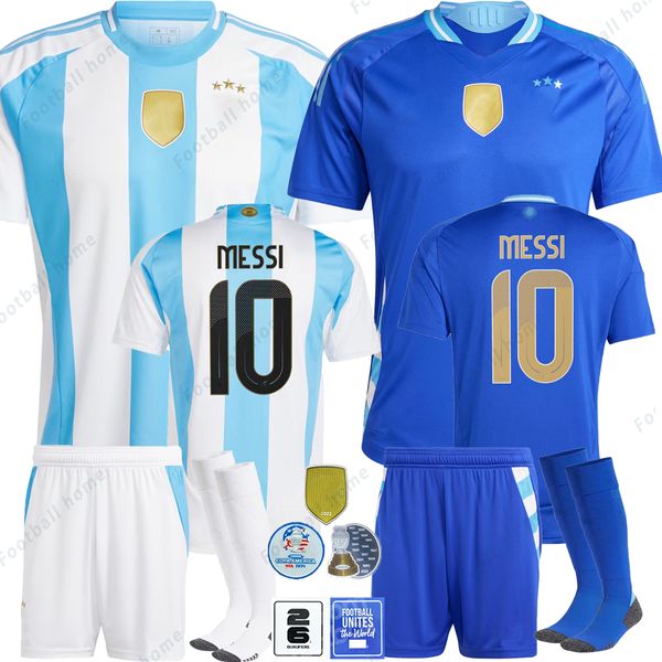 2024 2025 Argentina Futebol Jerseys MESSIS Otamendi DE PAUL Argentina Seleção Nacional Copa DYBALA MARTINEZ KUN AGUERO Maradona Camisas de Futebol 24 Homens DI Maria Kids Kits