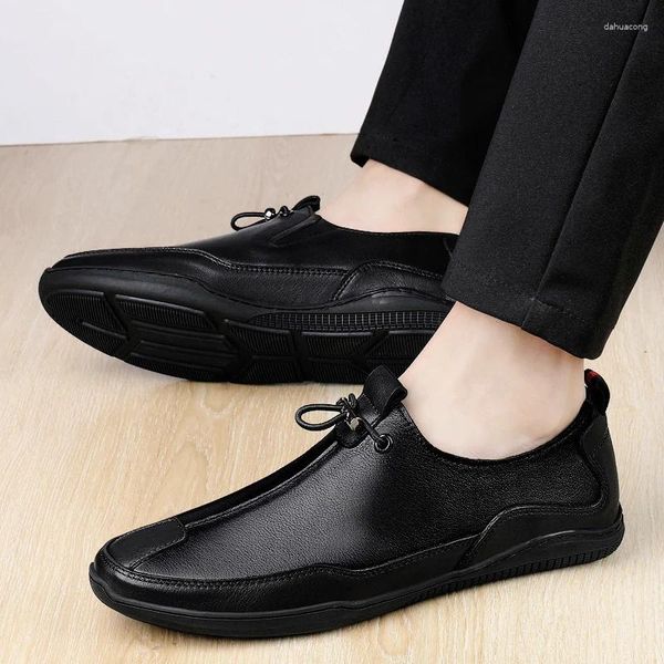 Freizeitschuhe für Herbst und Winter, Herren-Designer, echtes Leder, bequem, handgefertigt, für formelle Arbeit, Schwarz/Weiß, große Größe 37–46