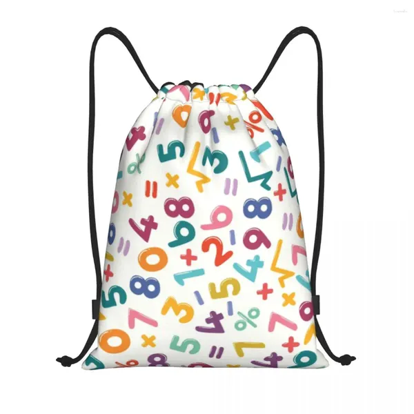 Borse per la spesa Borsa colorata personalizzata per matematica e numeri Borsa con coulisse Uomo Donna Zaino leggero per insegnanti Studenti Sport Palestra