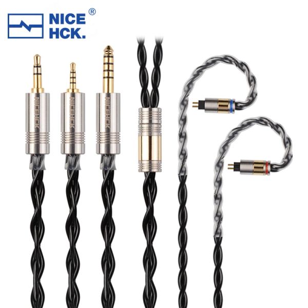 Kulaklıklar Nicehck Blackcat Hifi Kulaklık Kablosu Çinko Bakır Alaşım Yağı Sıralı Tel 3.5/2.5/4.4mm MMCX/0.78mm 2pin P1 MAX SALNOTES SIFIR