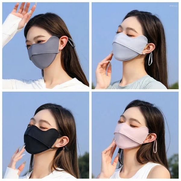 Шарфы, летняя шелковая маска, эластичный солнцезащитный шарф для лица, сплошной цвет, защита глаз, Джини для женщин/девочек