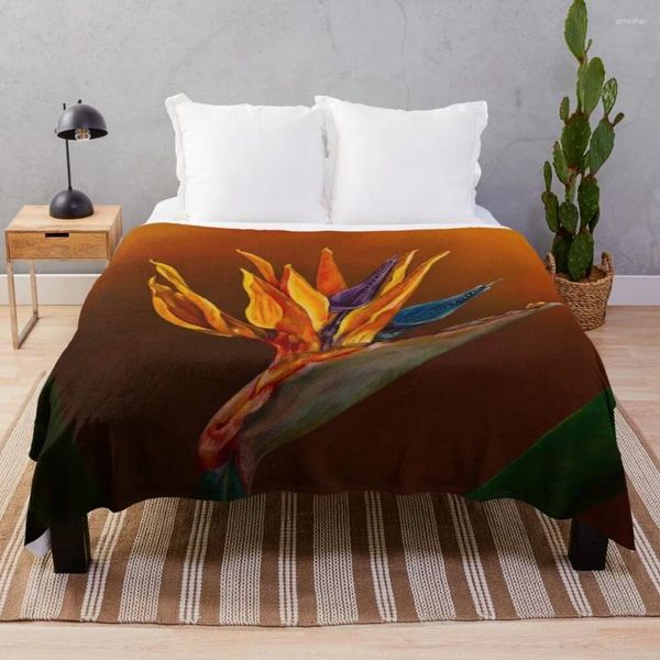 Cobertores Pássaro do Paraíso Flor Lance Cobertor Xadrez Sofá Cama Roupa de Cama Peluda