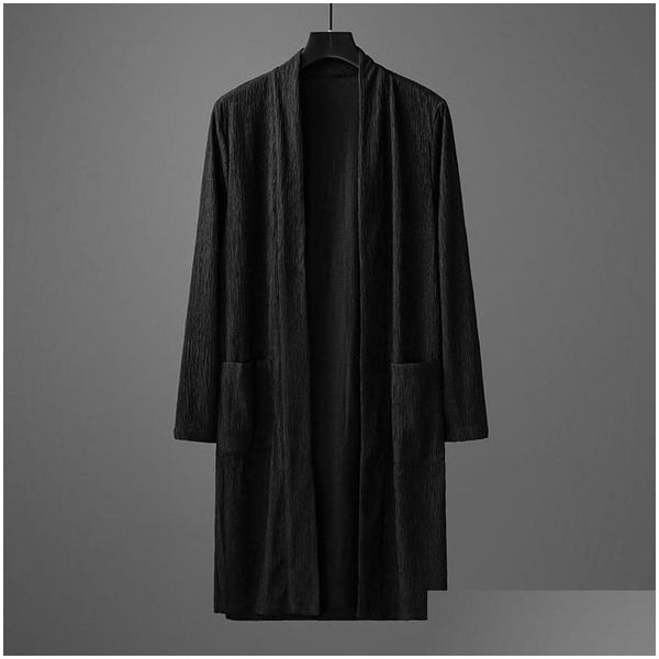 Abbigliamento etnico Kimono Cardigan Uomo Trench Cappotto Taglie forti Capispalla Sciolto Stile cinese Giacca lunga da uomo vintage Giacca a vento casual Dr Otewc