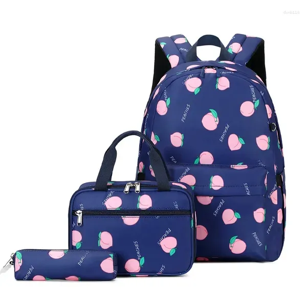 Mochilas escolares 3 unidades / conjunto mochila primária para meninas leve bonito rosa kawaii estudante com muitos bolsos