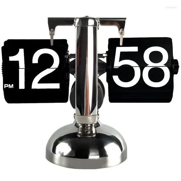 Relógios de mesa personalizados retro flip clock com controle de som LED Nightlight Desk Page Turning Senior Auto Calendar