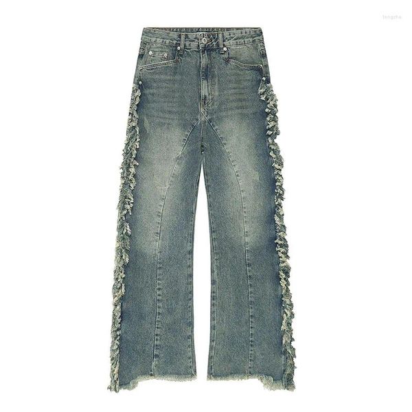 Jeans masculinos Hi Street rasgado calças angustiadas Harakuju baggy streetwear calças jeans para masculino vintage