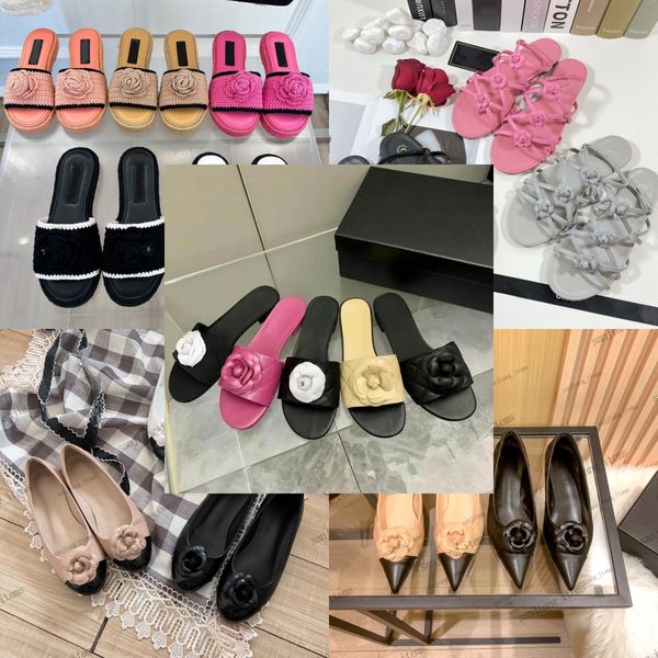 2024 Camelia pantofole 2C sandali infradito da donna slip on mocassino floreale sneakers ballerine firmate scarpe all'uncinetto lavorate a maglia marca Slide muli fiori vintage slingback